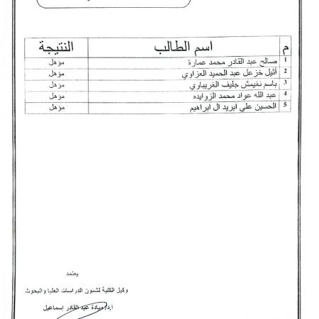 نتيجة الامتحان التأهيلي شهر يناير 2026